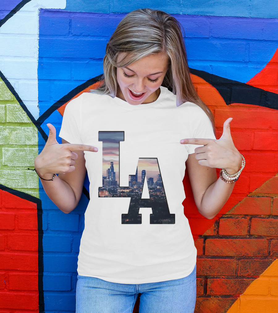 Los Angeles City Skyline LA California Sunset View T-Shirt