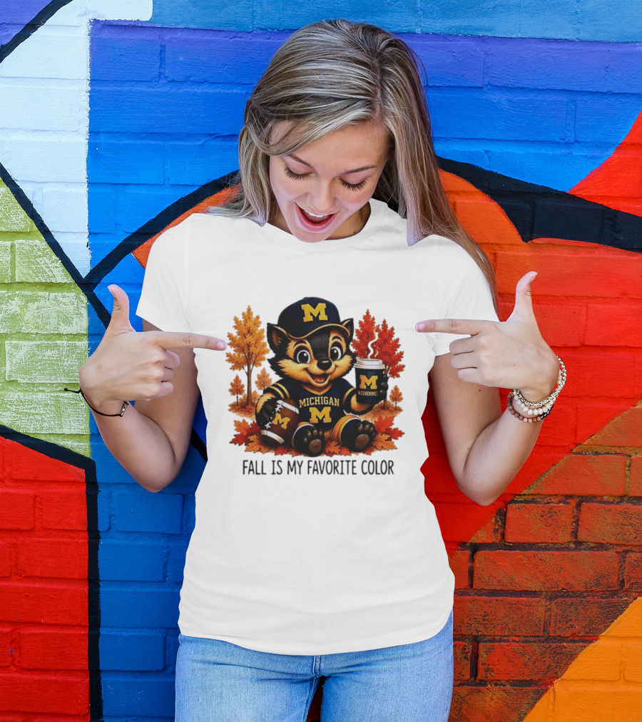 Michigan Wolverines Fall Is My Favorite Color Mascot Coffee Football T-Shirt