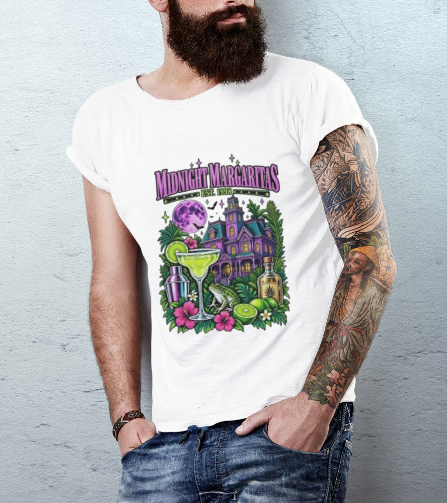 Midnight Margaritas Est. 1998 Haunted Mansion Tropical Vibes Lime And Moon Magic T-Shirt