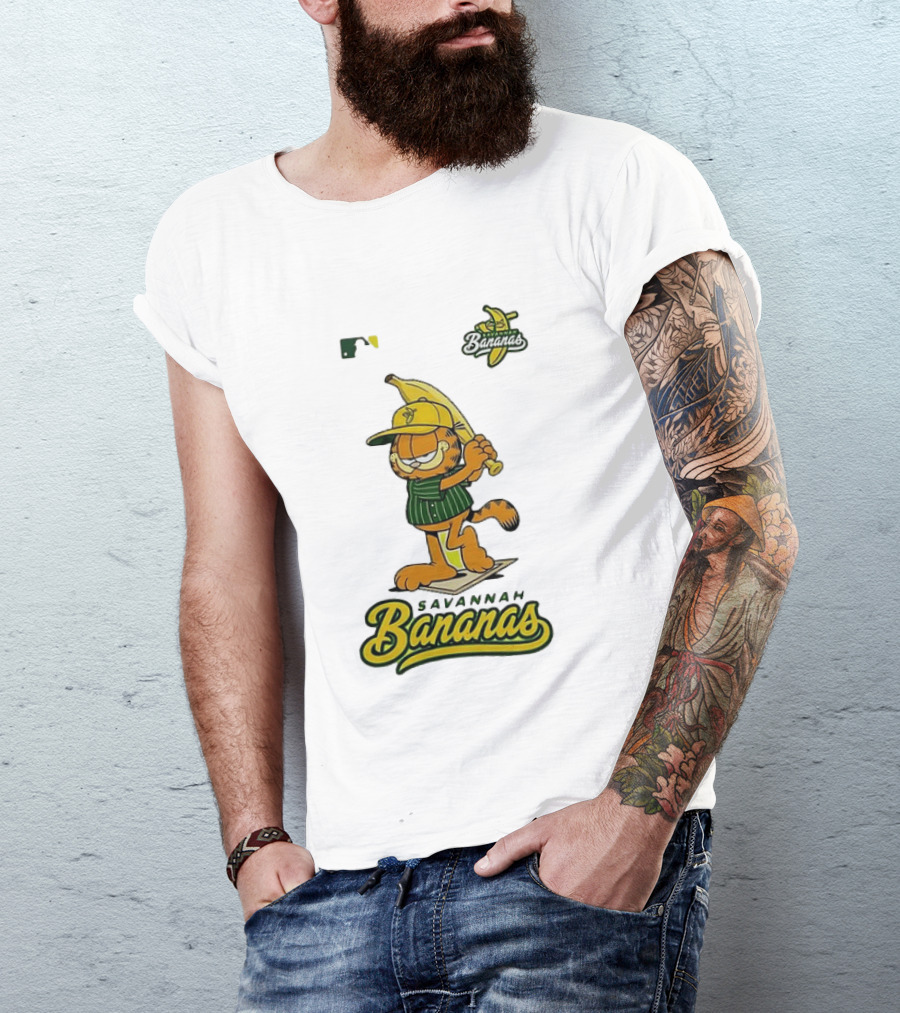 Savannah Bananas Cartoon Orange Cat Baseball MLB T-Shirt