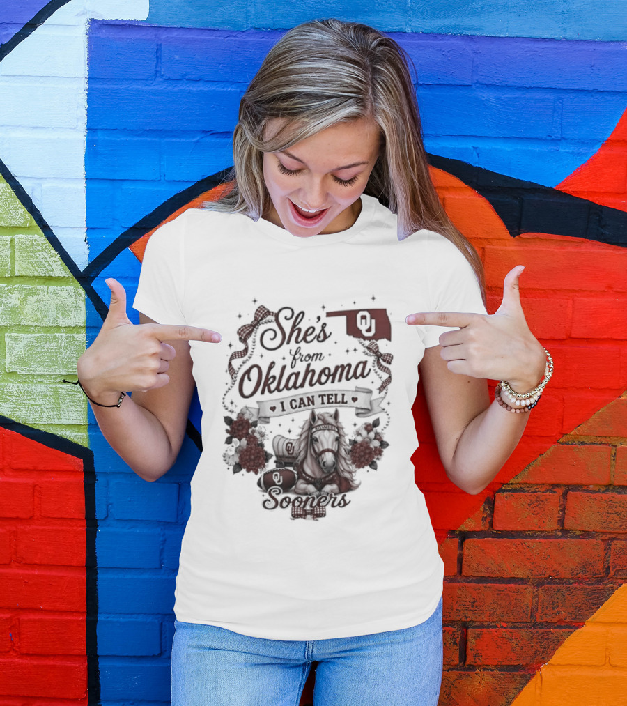 She's From Oklahoma I Can Tell Sooners OU State Pride Football T-Shirt