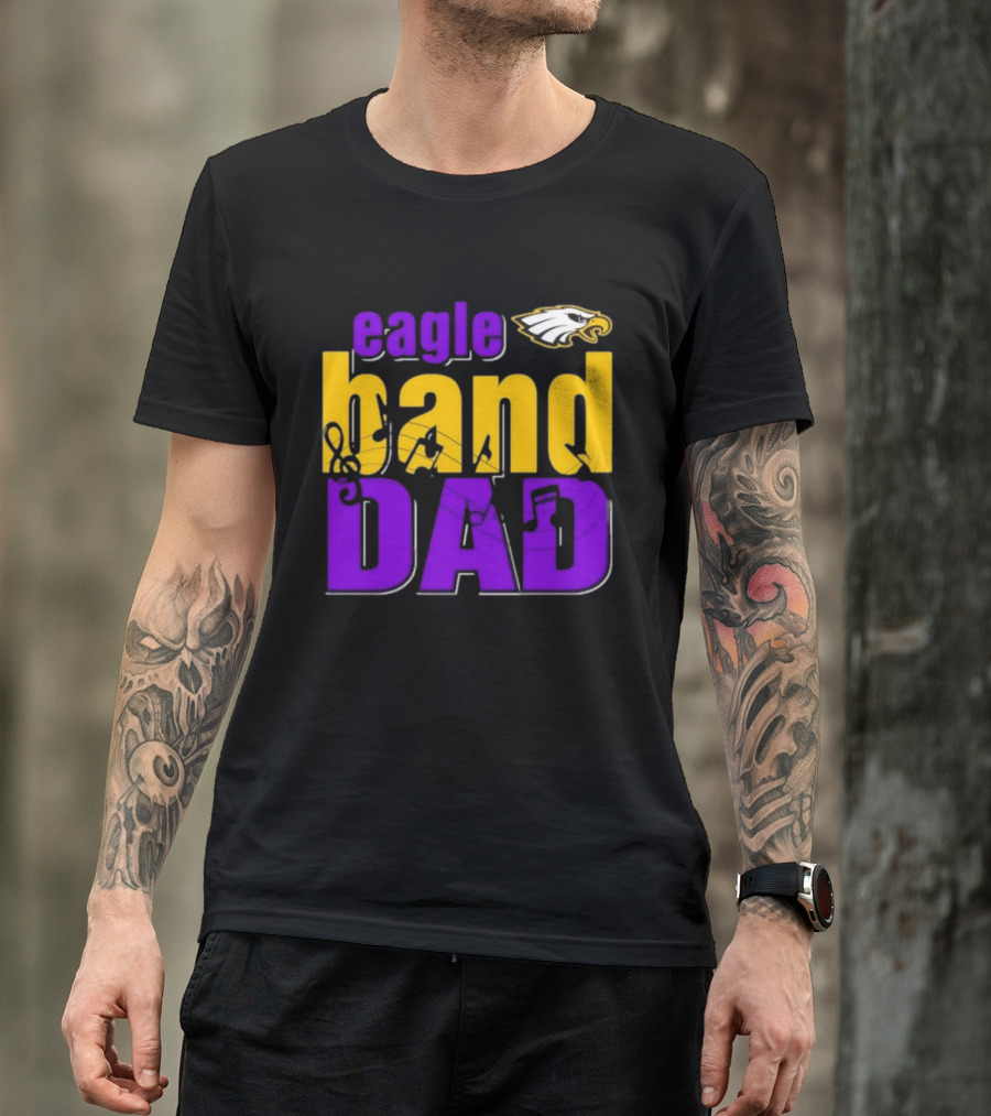 Eagle Band Dad With Eagle Head Icon Yellow And Purple T-Shirt
