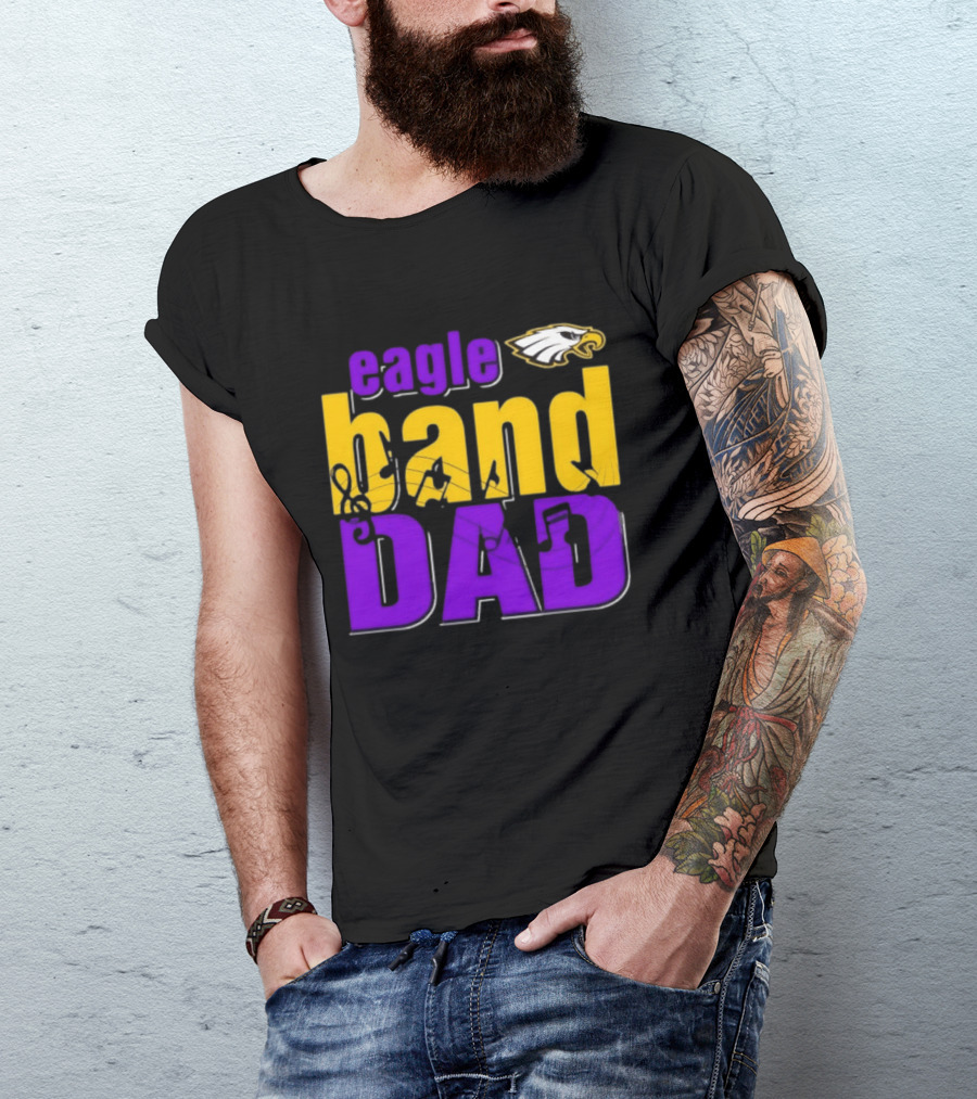 Eagle Band Dad With Eagle Head Icon Yellow And Purple T-Shirt