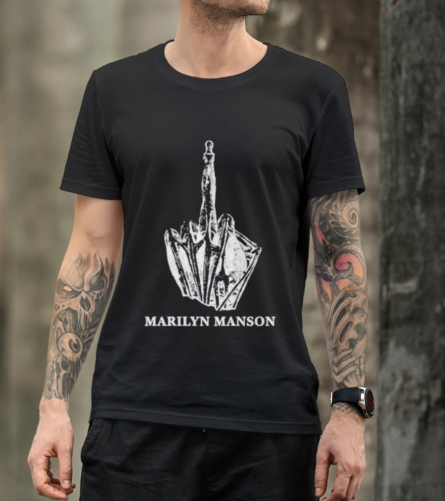 Marilyn Manson Middle Fingers Freaks On Tour 2026 With Rob Zombie T-Shirt
