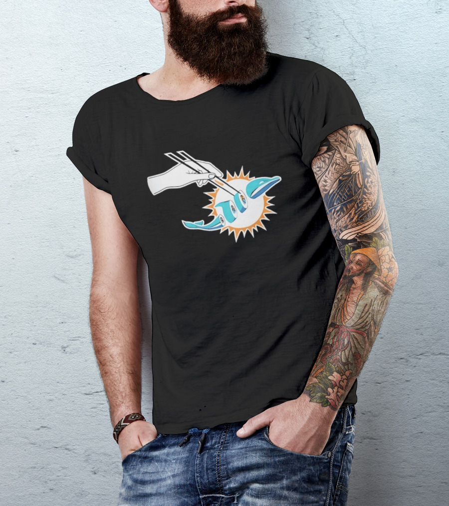 Miami Dolphins Sushi Roll Chopsticks T-Shirt