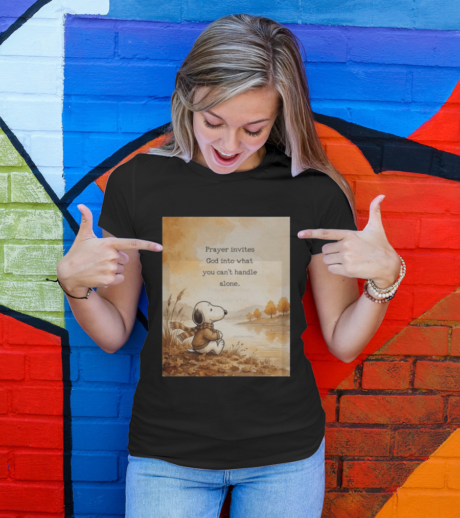 Snoopy Prayer Invites God Into What You Can't Handle Alone Autumn Scene T-Shirt