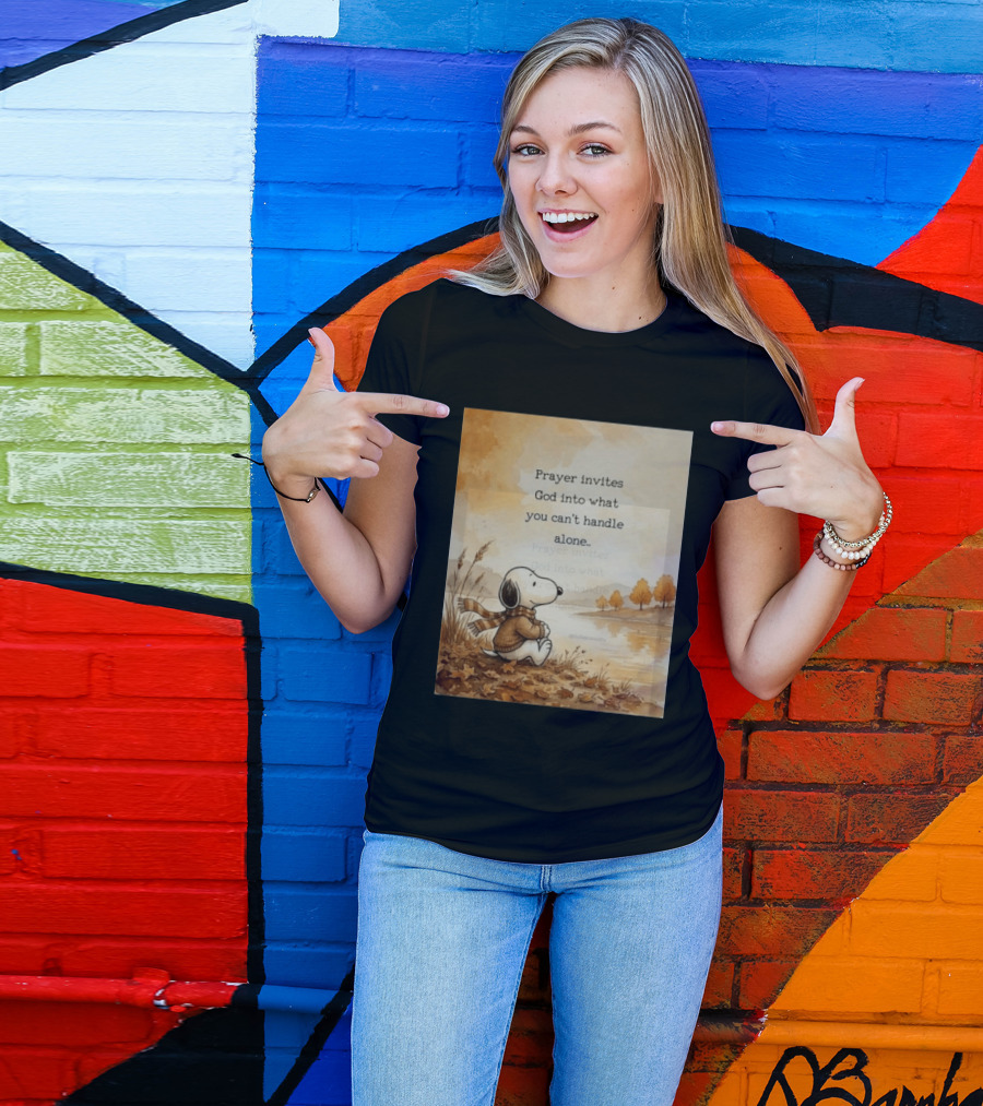 Snoopy Prayer Invites God Into What You Can't Handle Alone Autumn Scene T-Shirt