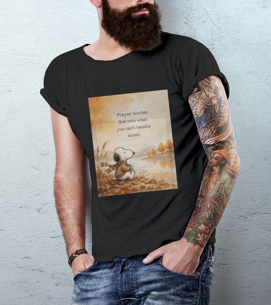 Snoopy Prayer Invites God Into What You Can't Handle Alone Autumn Scene T-Shirt