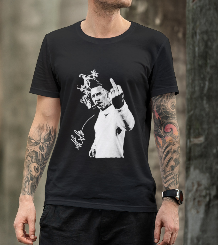 Steve Sarkisian Gesture Smoking Cigar Signature T-Shirt