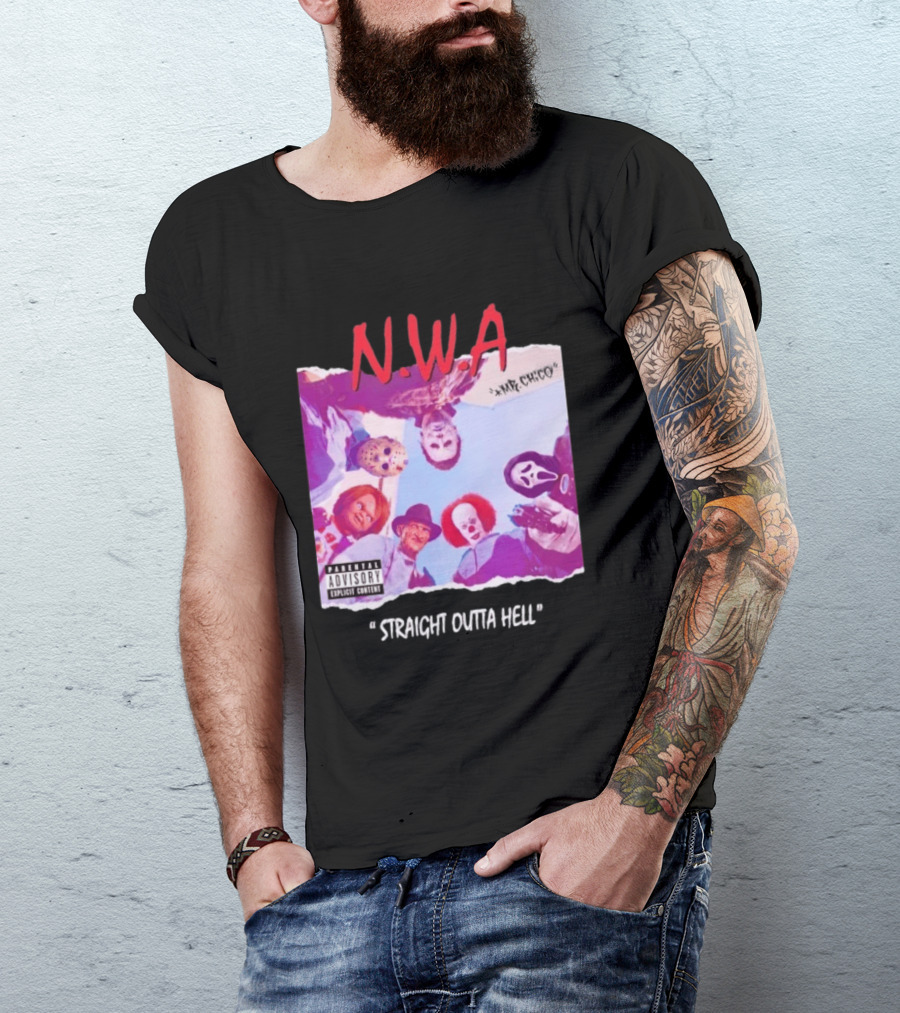 N.W.A Straight Outta Hell Horror Movie Character Mashup T-Shirt