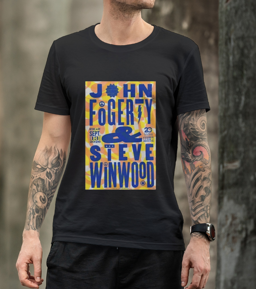 John Fogerty Steve Winwood Concert September 13 2026 Bethel NY Bethel Woods 20th Woodstock Festival T-Shirt