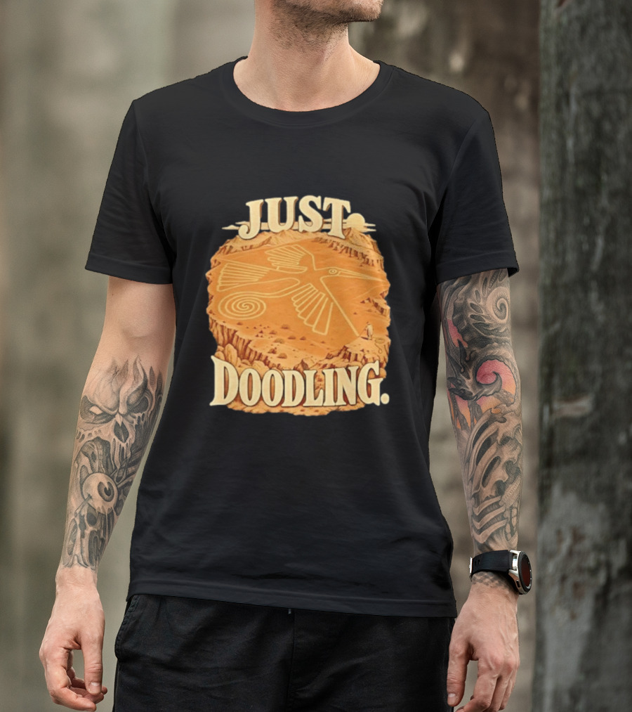 Just Doodling Nazca Lines Hummingbird Desert Landscape T-Shirt