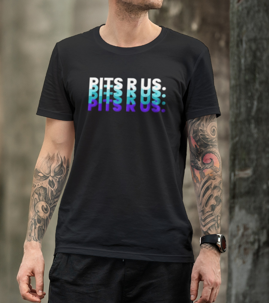 Pits R Us Layered Echo White Cyan Purple Gradient T-Shirt
