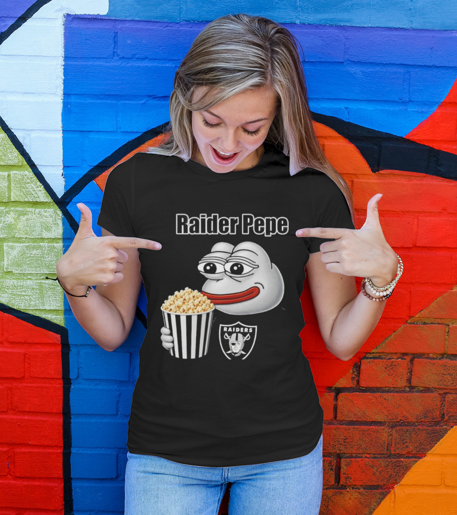 Las Vegas Raiders Raider Pepe Popcorn Meme T-Shirt