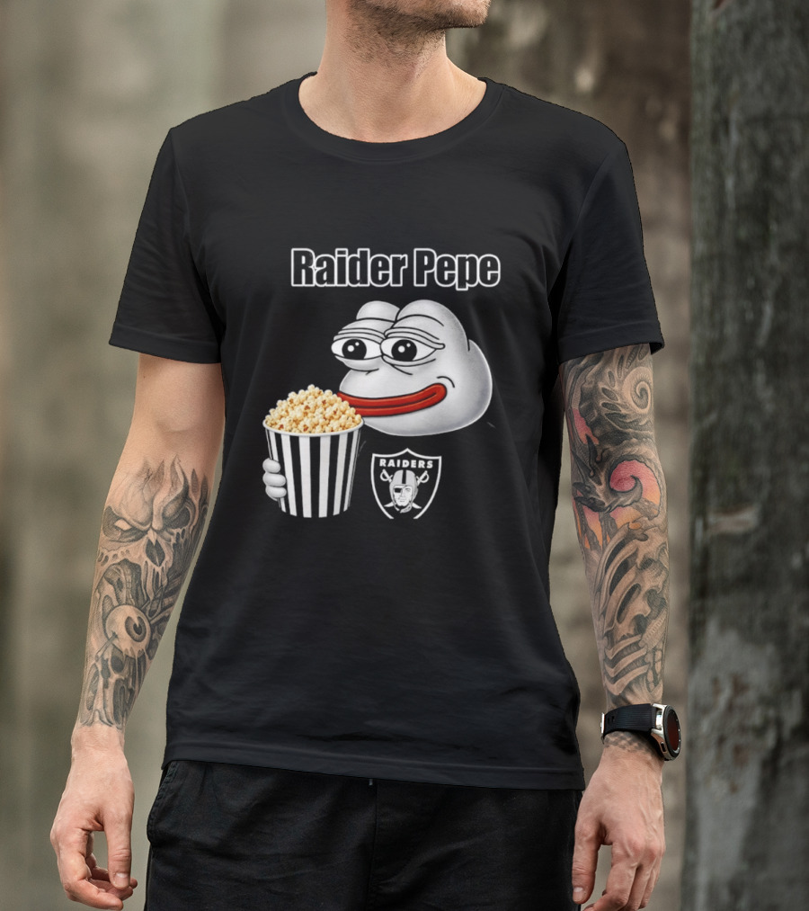 Las Vegas Raiders Raider Pepe Popcorn Meme T-Shirt