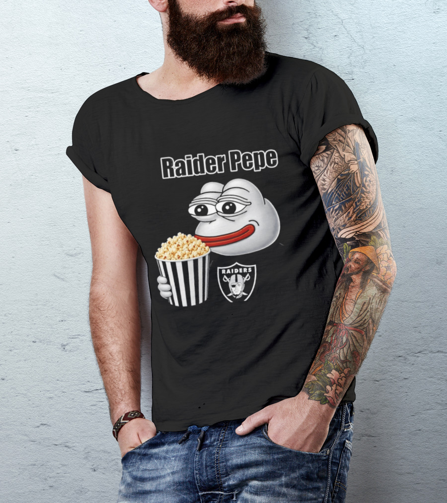 Las Vegas Raiders Raider Pepe Popcorn Meme T-Shirt