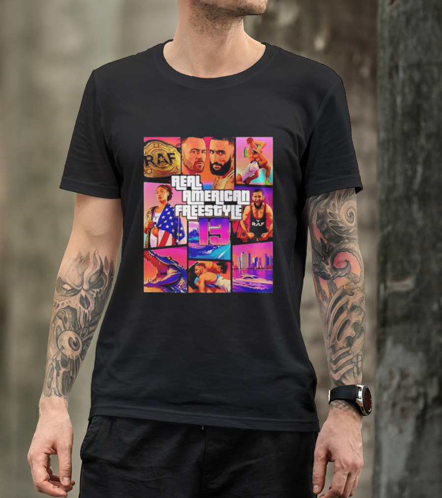 Real American Freestyle 13 Wrestling RAF Alligator Miami Scene T-Shirt