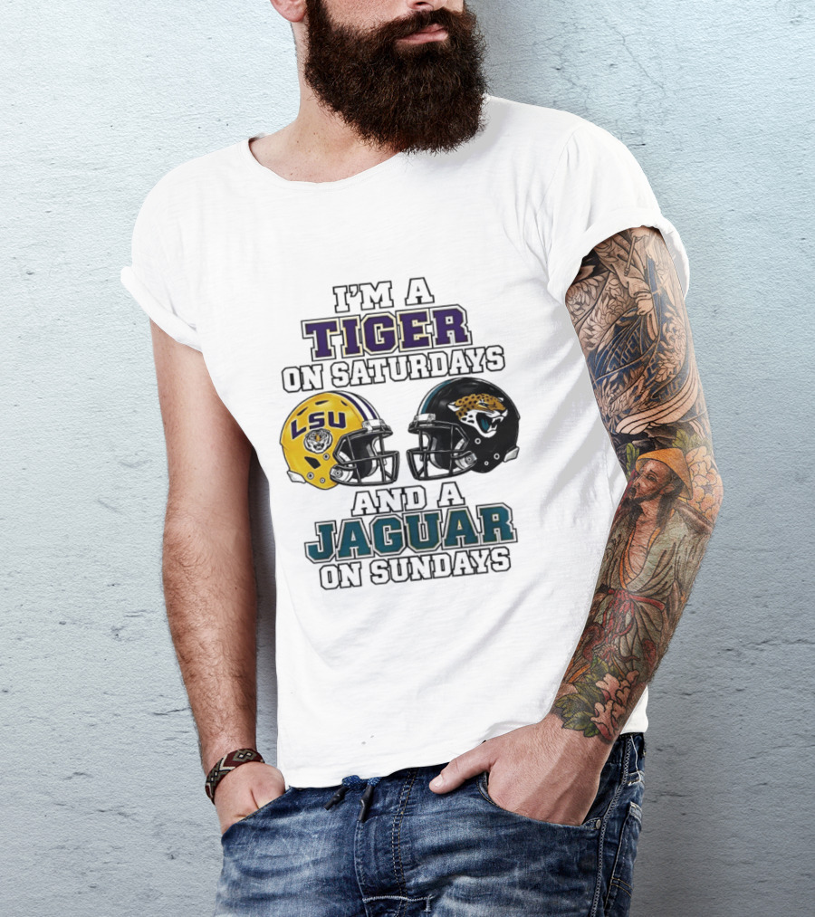 LSU Tigers Saturday Spirit Jacksonville Jaguars Sunday Fandom T-Shirt