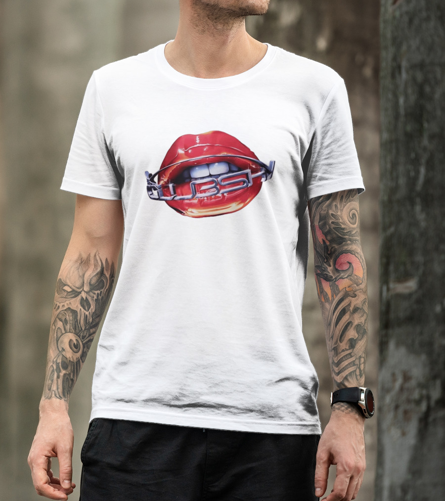 Chicago Cubs Lips Y2K MLB Baseball Chrome Letters T-Shirt