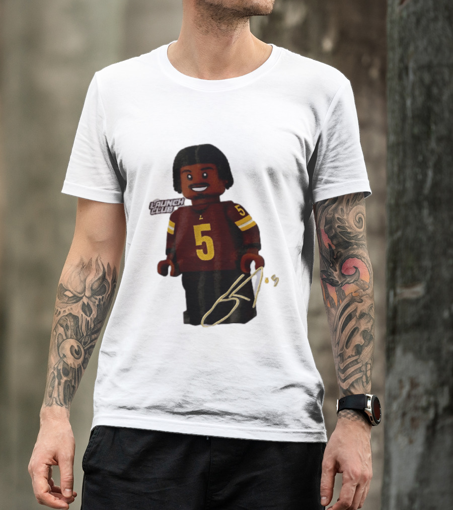 Washington Commanders Quarterback Jayden Daniels Launch Club Number 5 T-Shirt