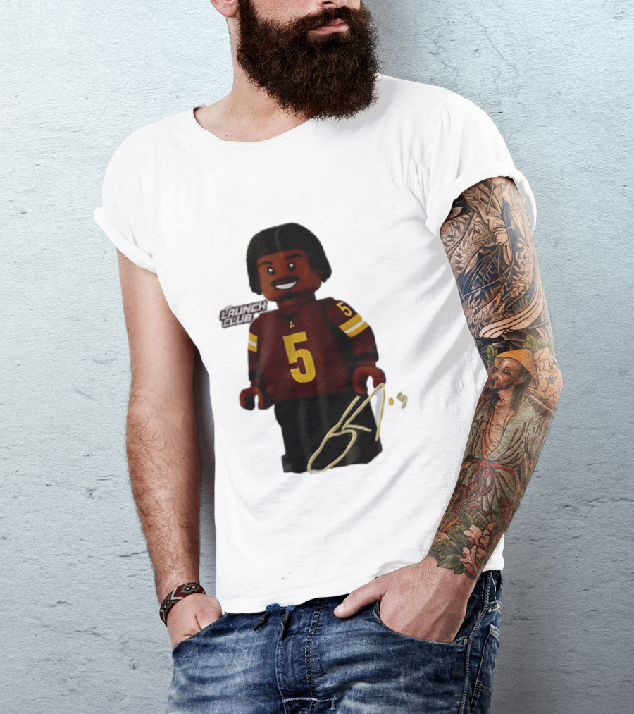 Washington Commanders Quarterback Jayden Daniels Launch Club Number 5 T-Shirt