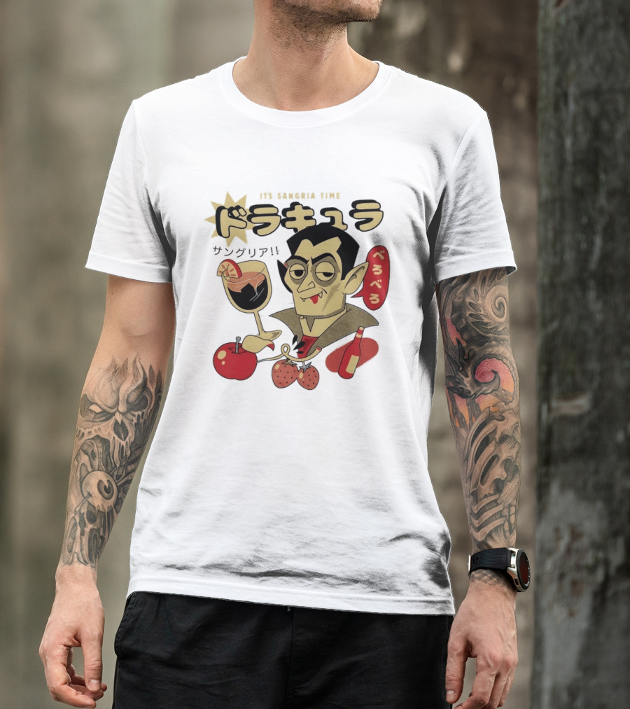 Dracula It's Sangria Time Japanese Vampire Bero Bero Retro Drink T-Shirt