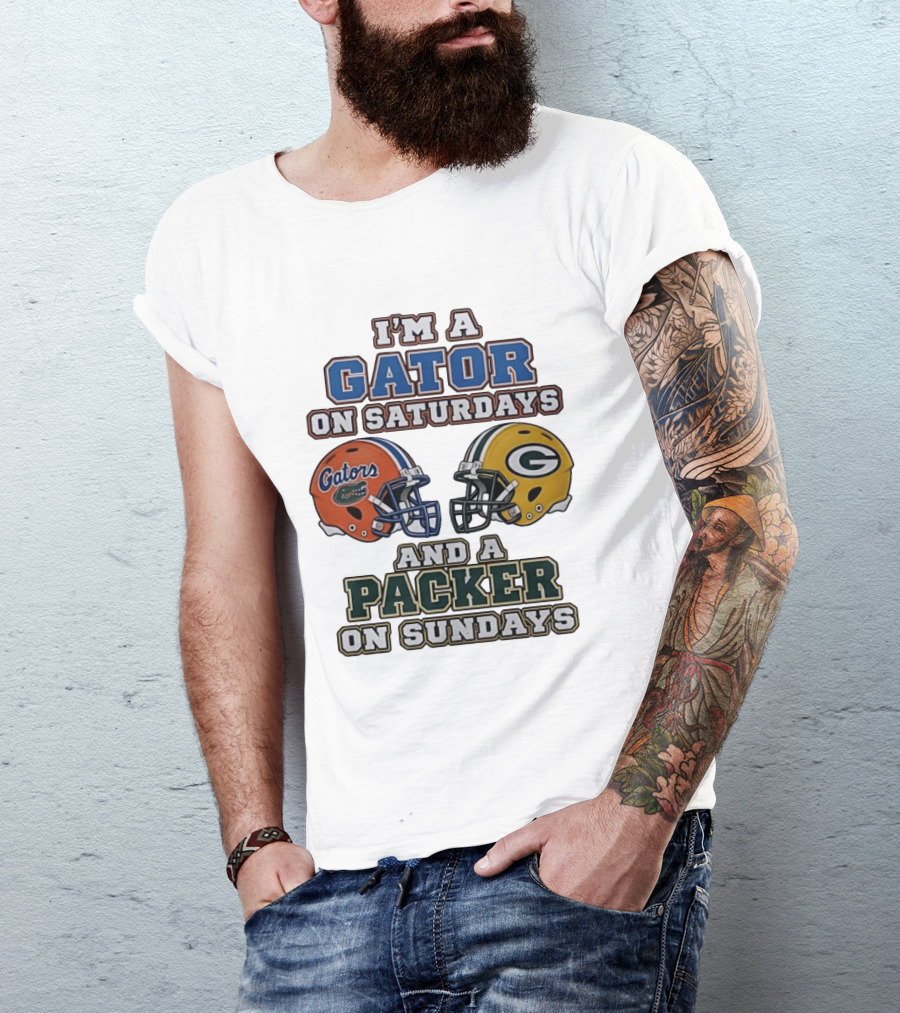 I'm A Gator On Saturdays And A Packer On Sundays Football Fan Gear T-Shirt