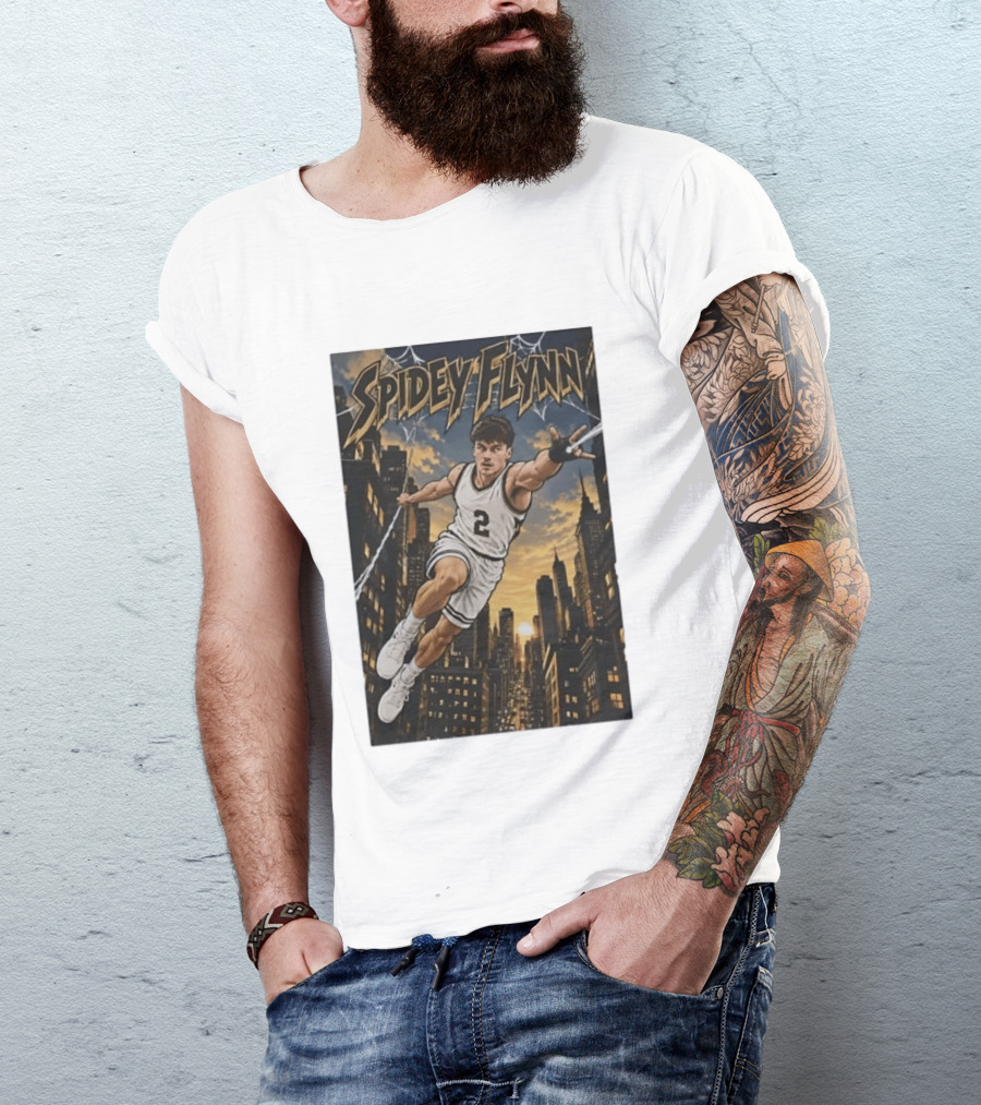 Spidey Flynn Basketball Superhero City Skyline Action T-Shirt