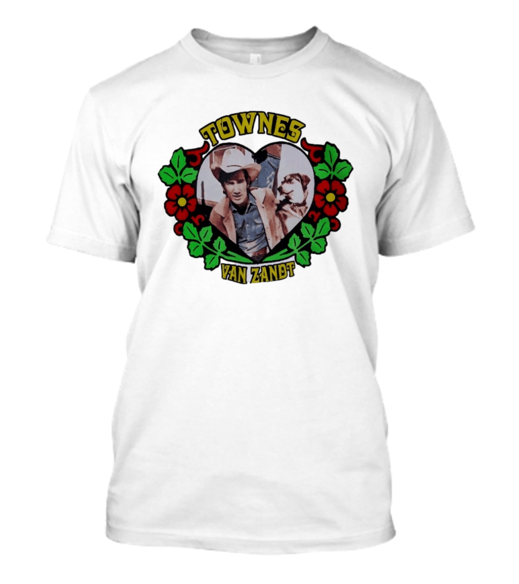 Townes Van Zandt Heart And Flowers Retro Folk T-Shirt
