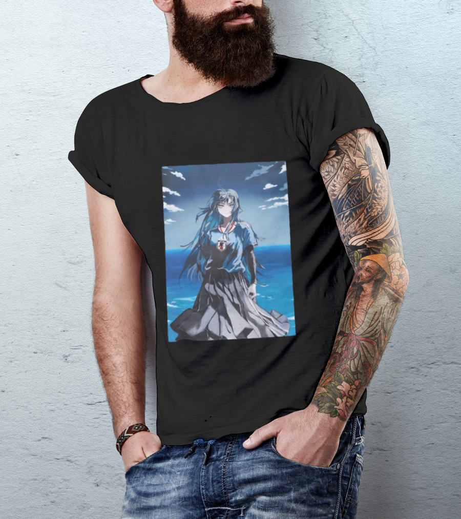 Anime Girl Japan National Football Team JFA Samurai Ocean Scene T-Shirt