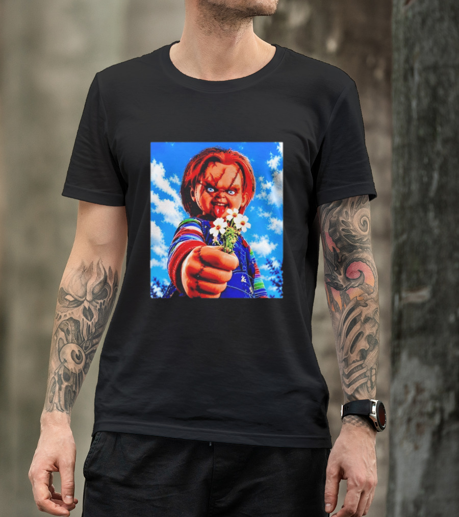 Chucky Child's Play Horror Movie Flowers Gesture T-Shirt