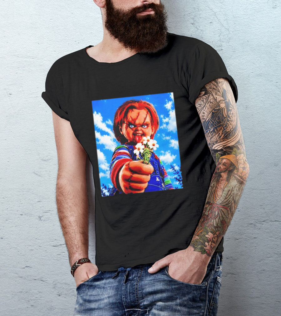Chucky Child's Play Horror Movie Flowers Gesture T-Shirt