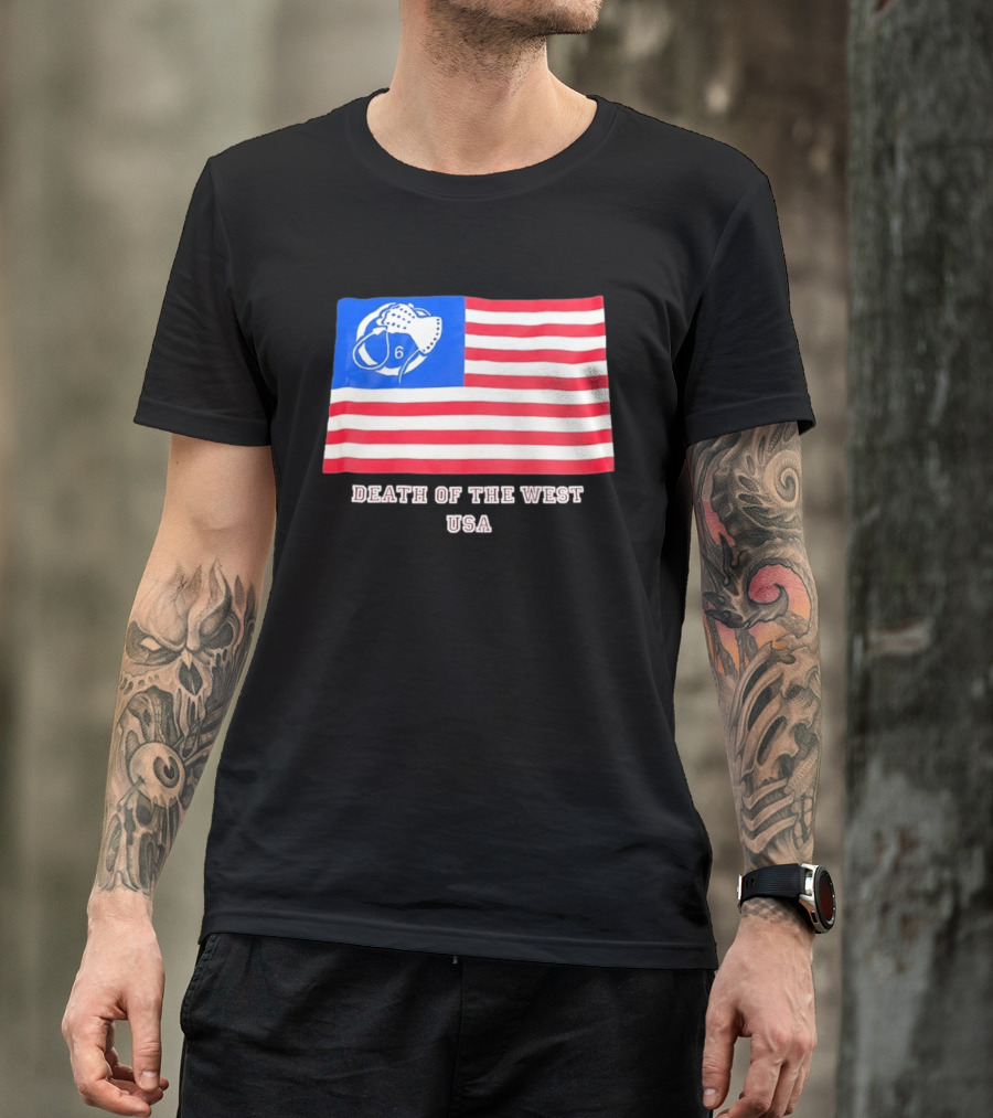 Death Of The West USA Flag Hockey Mask And Crossbones 6 T-Shirt