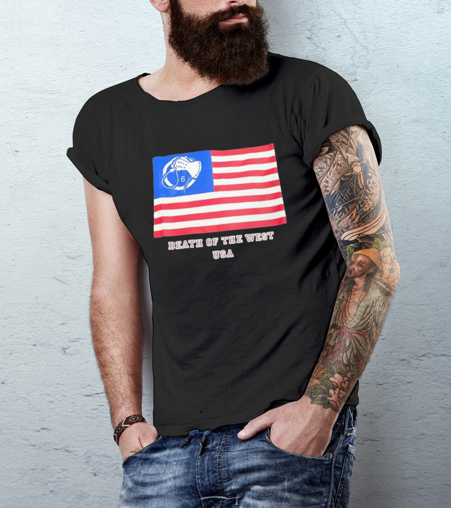 Death Of The West USA Flag Hockey Mask And Crossbones 6 T-Shirt