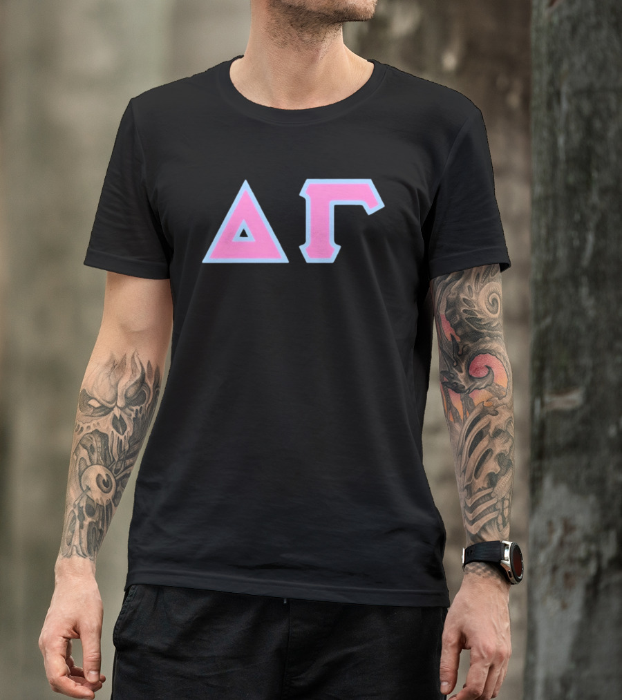 Delta Gamma Sorority Greek Letters Pink And Blue T-Shirt
