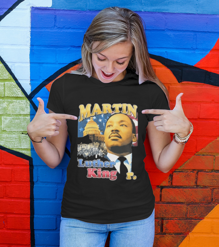 Martin Luther King Jr US Capitol American Flag Civil Rights March T-Shirt