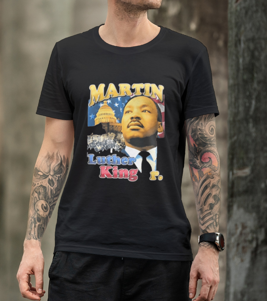 Martin Luther King Jr US Capitol American Flag Civil Rights March T-Shirt