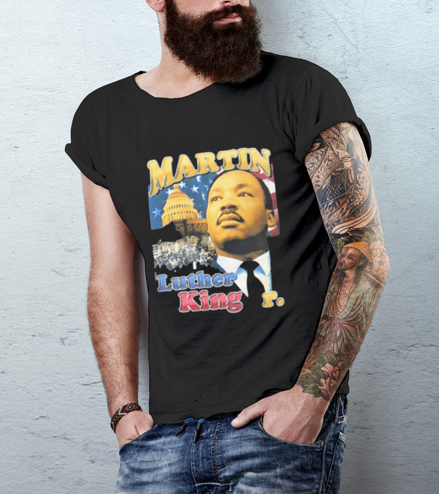 Martin Luther King Jr US Capitol American Flag Civil Rights March T-Shirt