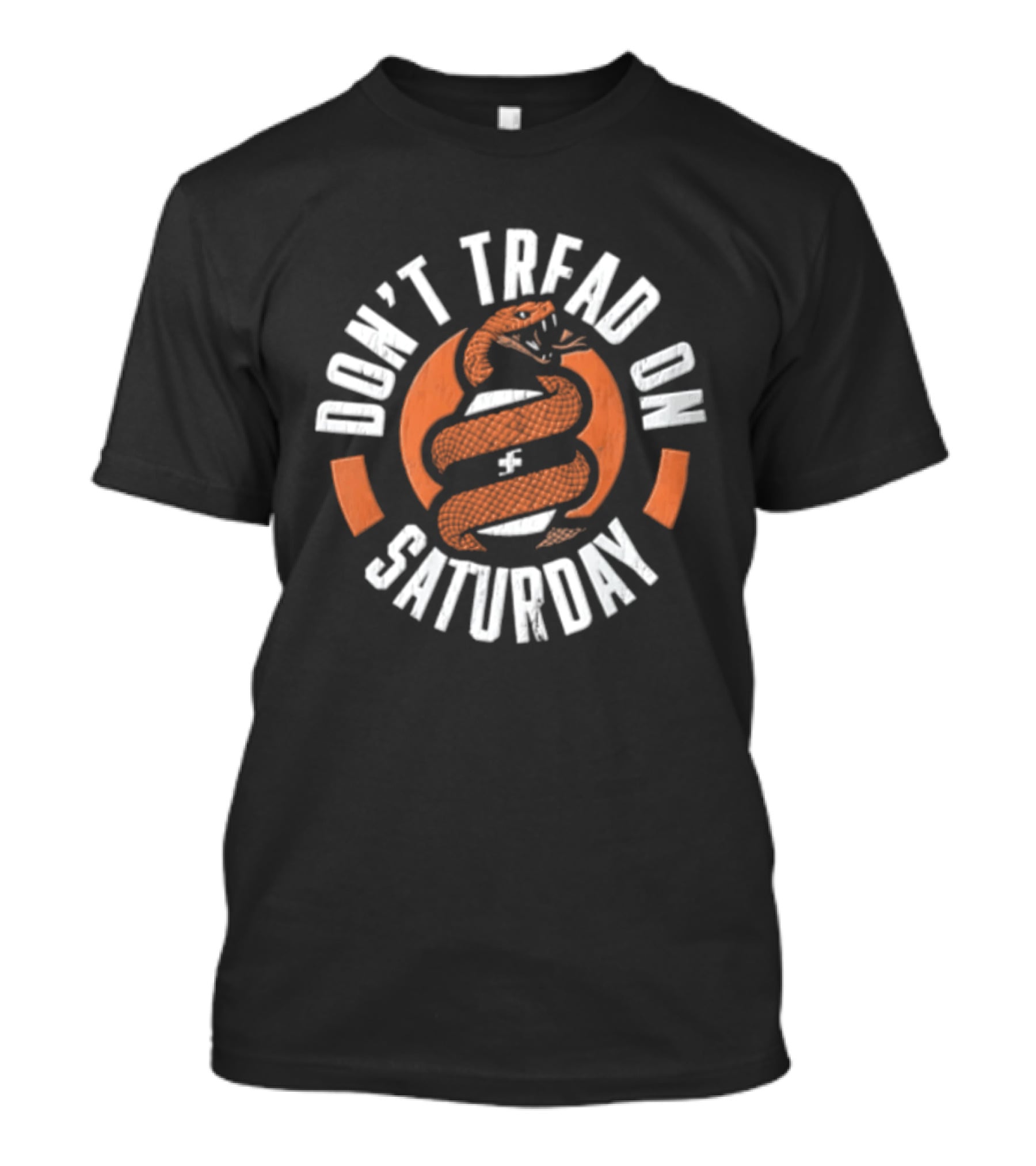 Don't Tread On Saturday Coiled Rattlesnake Orange Distressed T-Shirt