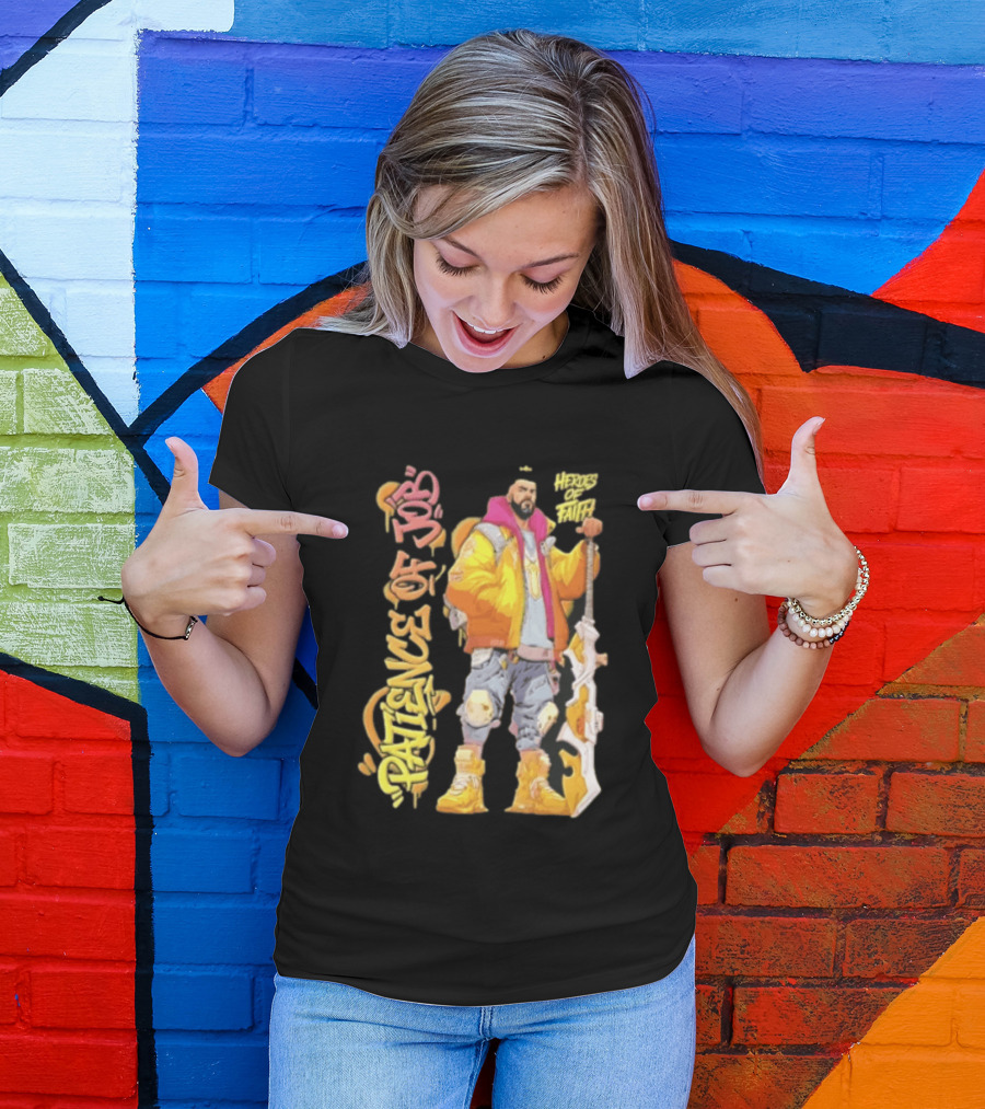 Patience Of Job Heroes Of Faith Bearded Man Sword Cartoon T-Shirt