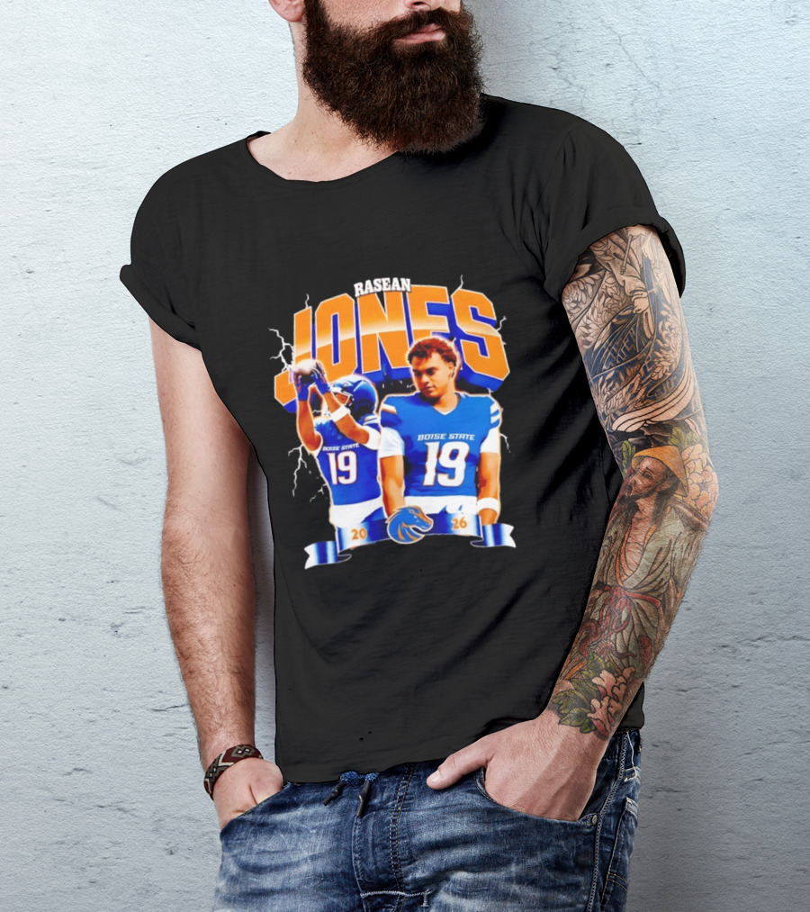 Rasean Jones Boise State Football 2026 Electric Blue Broncos T-Shirt