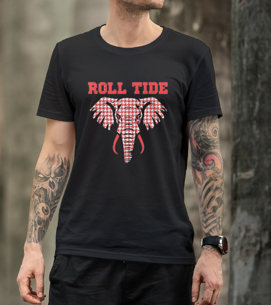 Alabama Crimson Tide Roll Tide Houndstooth Elephant T-Shirt