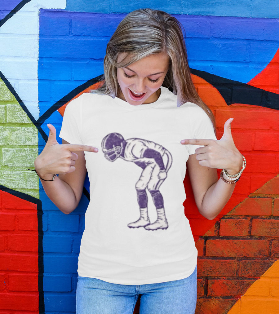 Distressed Purple American Football Player Resting Pose Vintage Look T-Shirt
