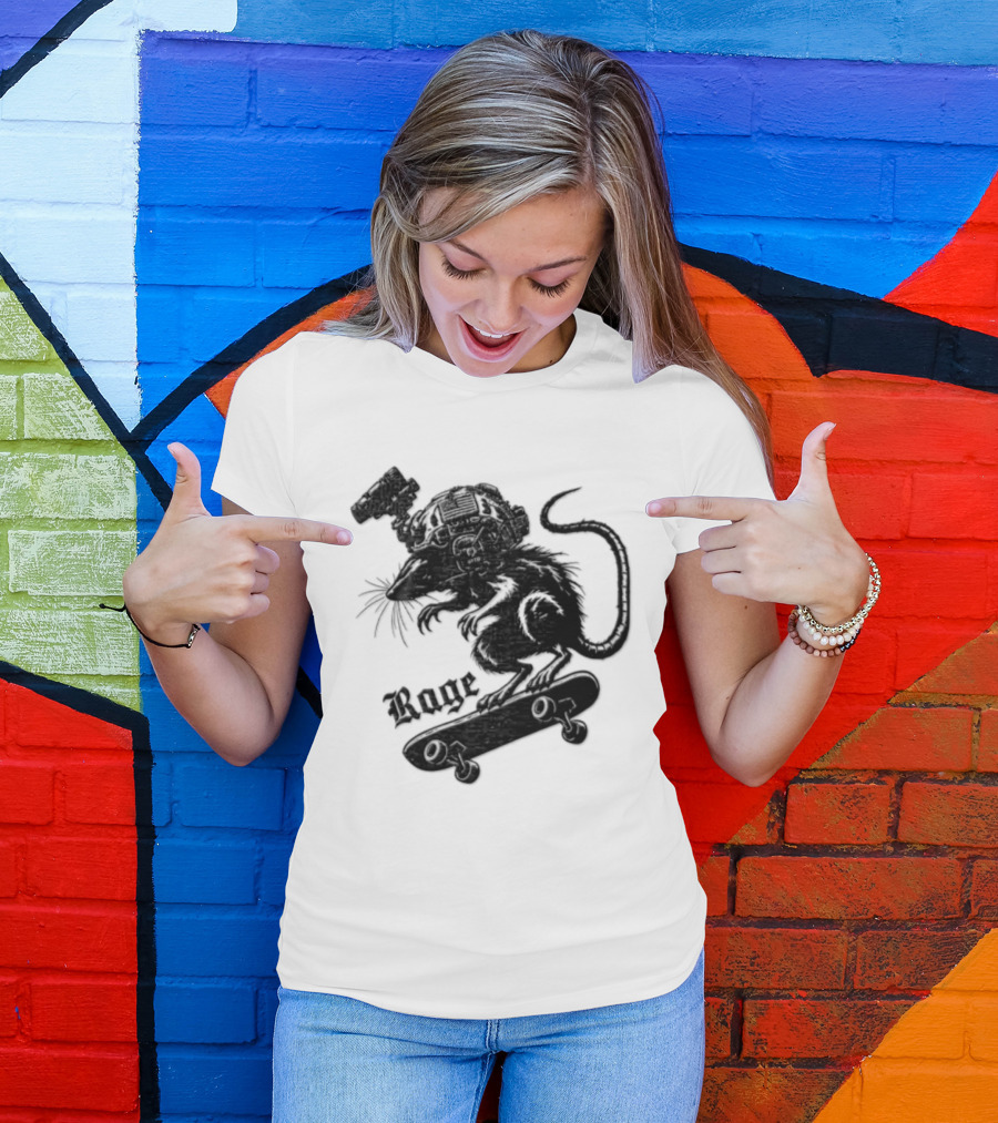 Skater Rat Tactical Helmet Night Vision Rage Skateboarding Adventure T-Shirt