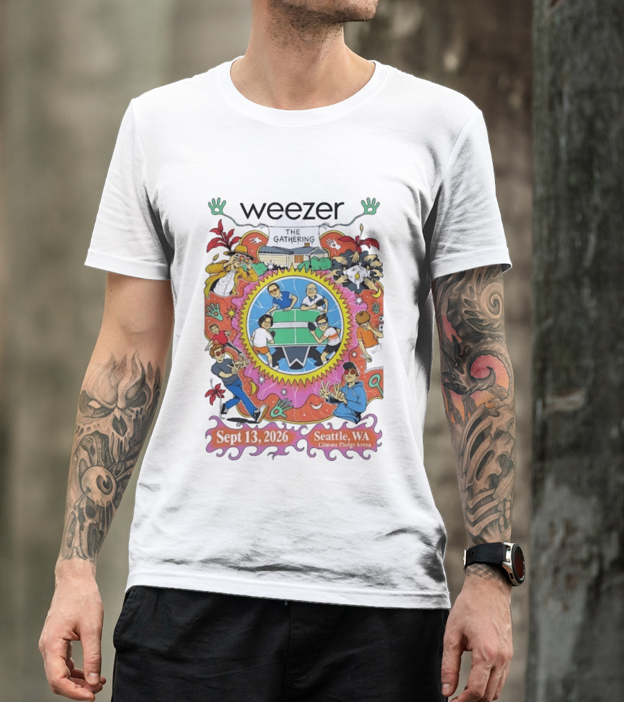 Weezer The Gathering Sept 13 2026 Seattle Climate Pledge Arena Event Collaboration T-Shirt