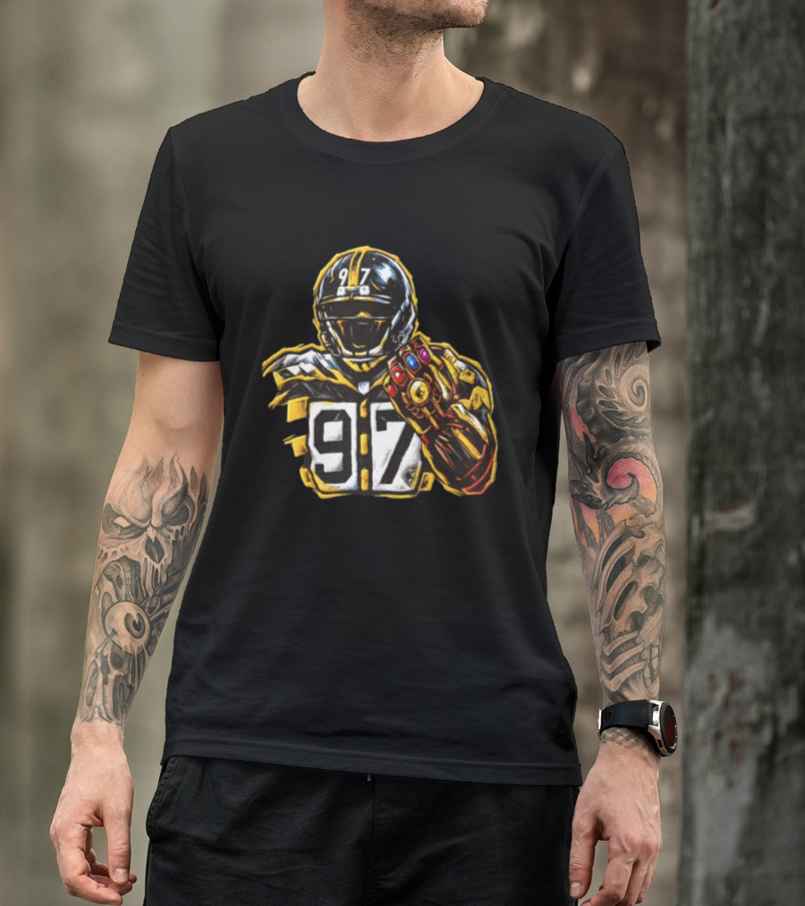 Cameron Heyward 97 Pittsburgh Steelers Infinity Gauntlet Marvel Football T-Shirt