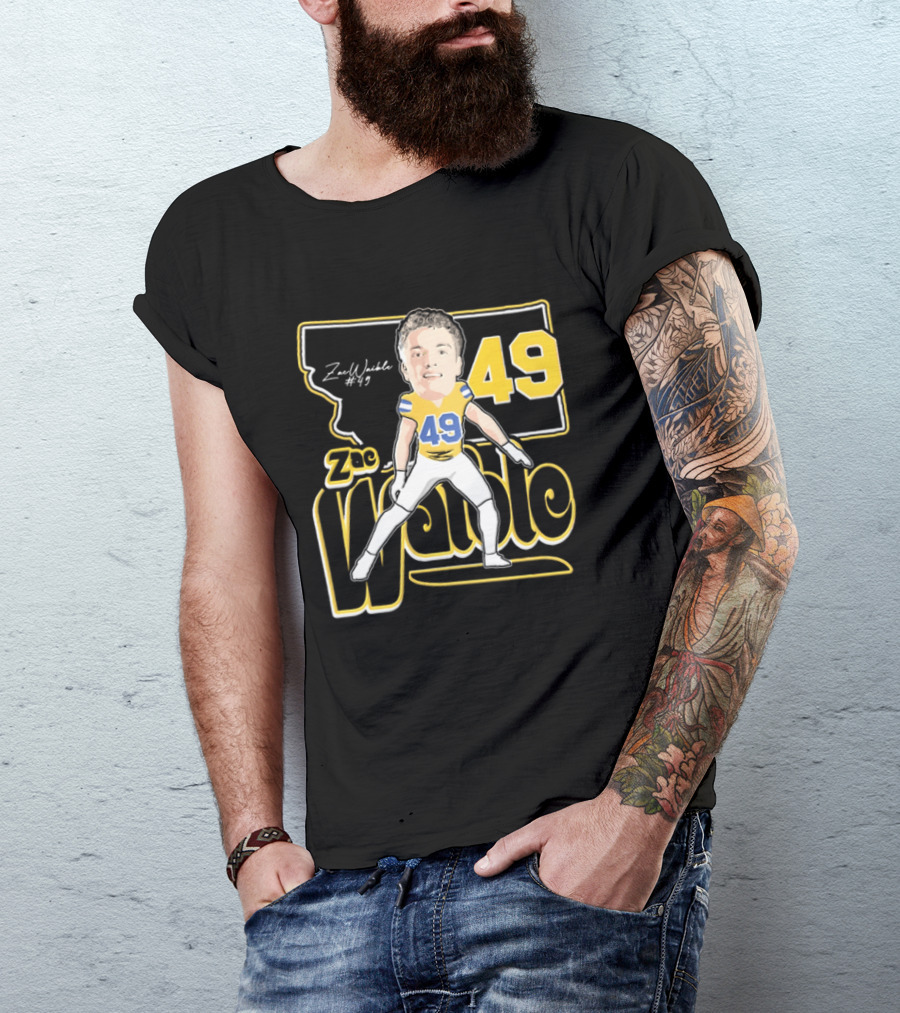 Zac Waible 49 Montana State Bobcats Football Caricature T-Shirt
