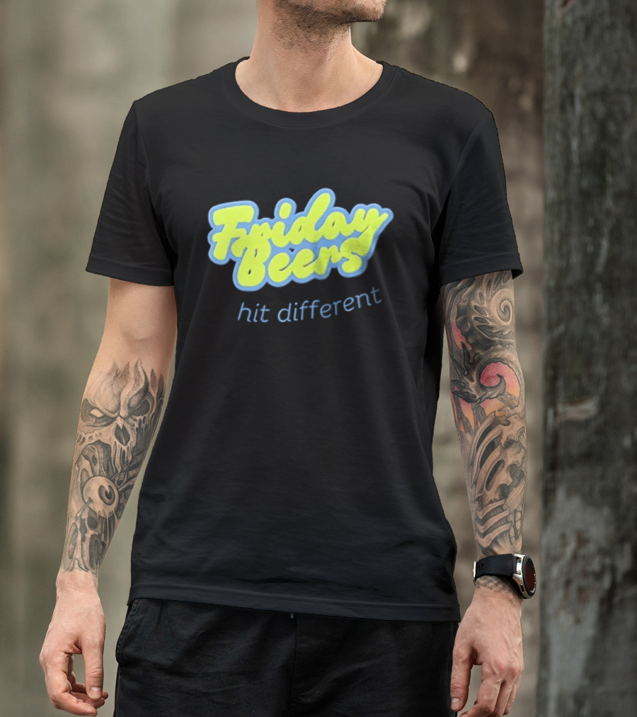 Friday Beers Hit Different Neon T-Shirt