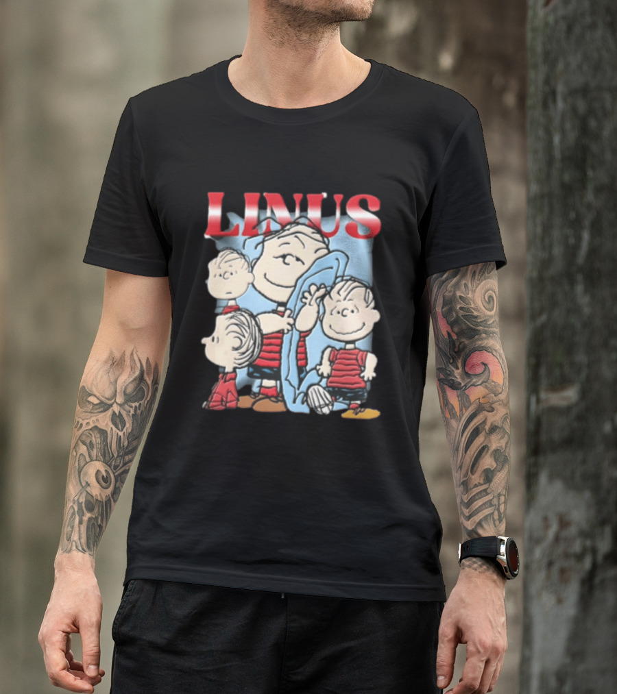 Peanuts Linus Holding Blue Blanket Bootleg Sparkle 2020 Collage T-Shirt