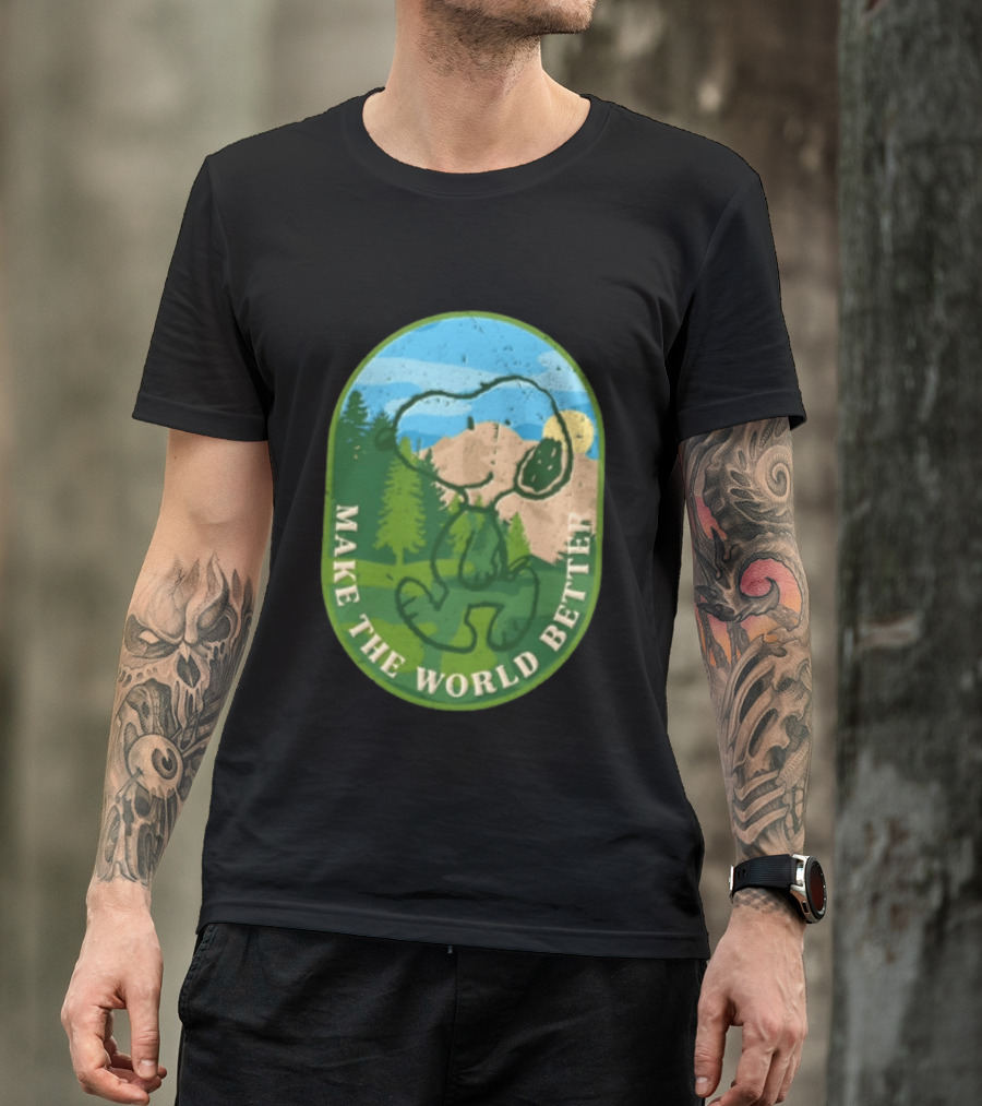 Snoopy Make The World Better Mountain Forest Retro Peanuts T-Shirt